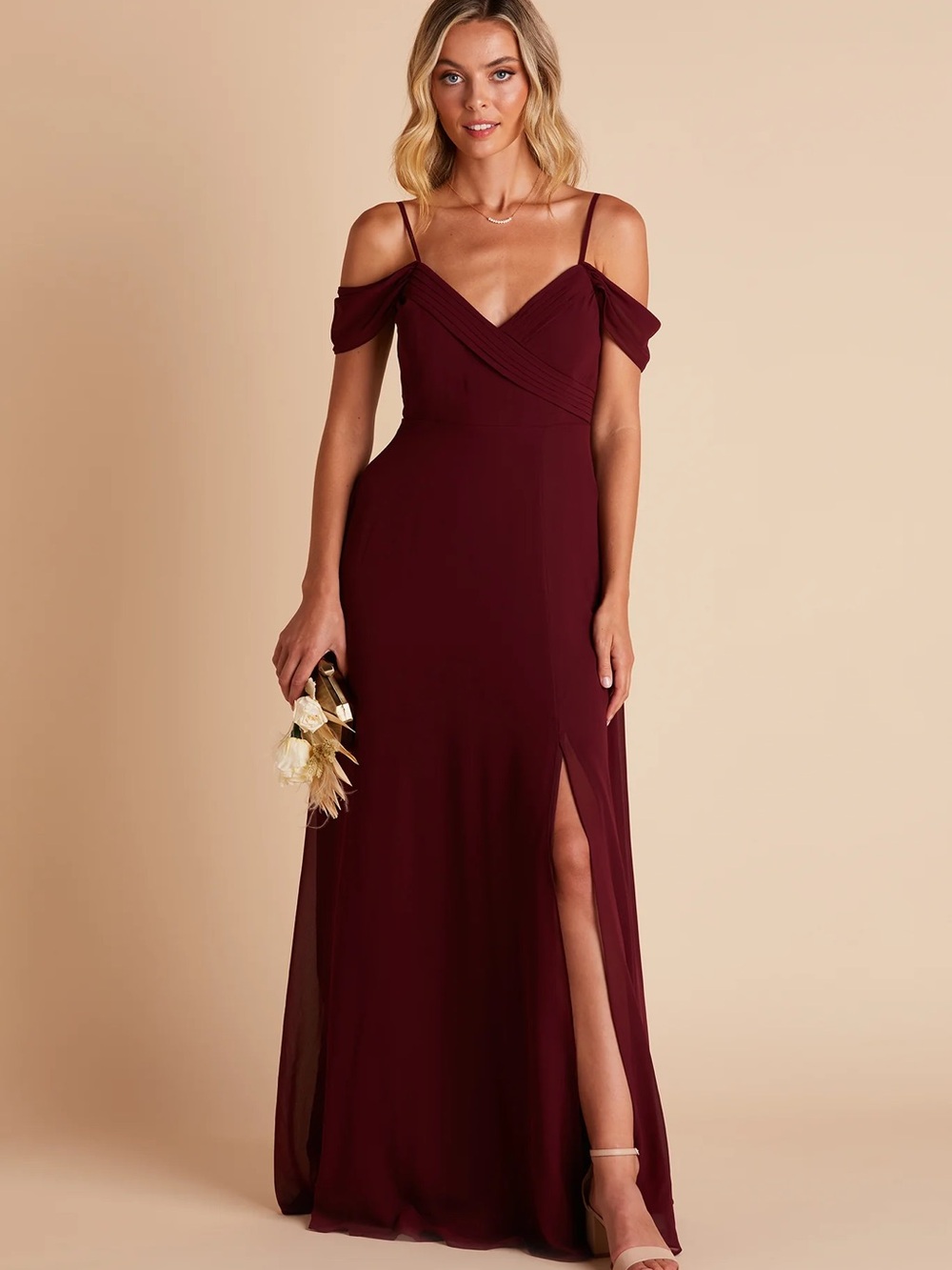 Birdy Grey Spence Cold-Shoulder Maxi Dress in Burgundy